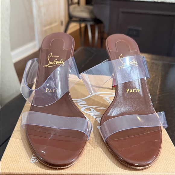 Christian Louboutin Brown Heels with Clear Straps - Picture 2 of 9